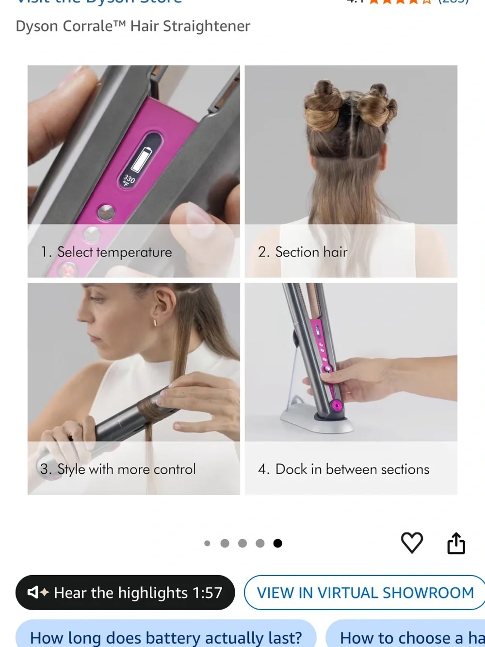 Dyson hair straightener in black and pink